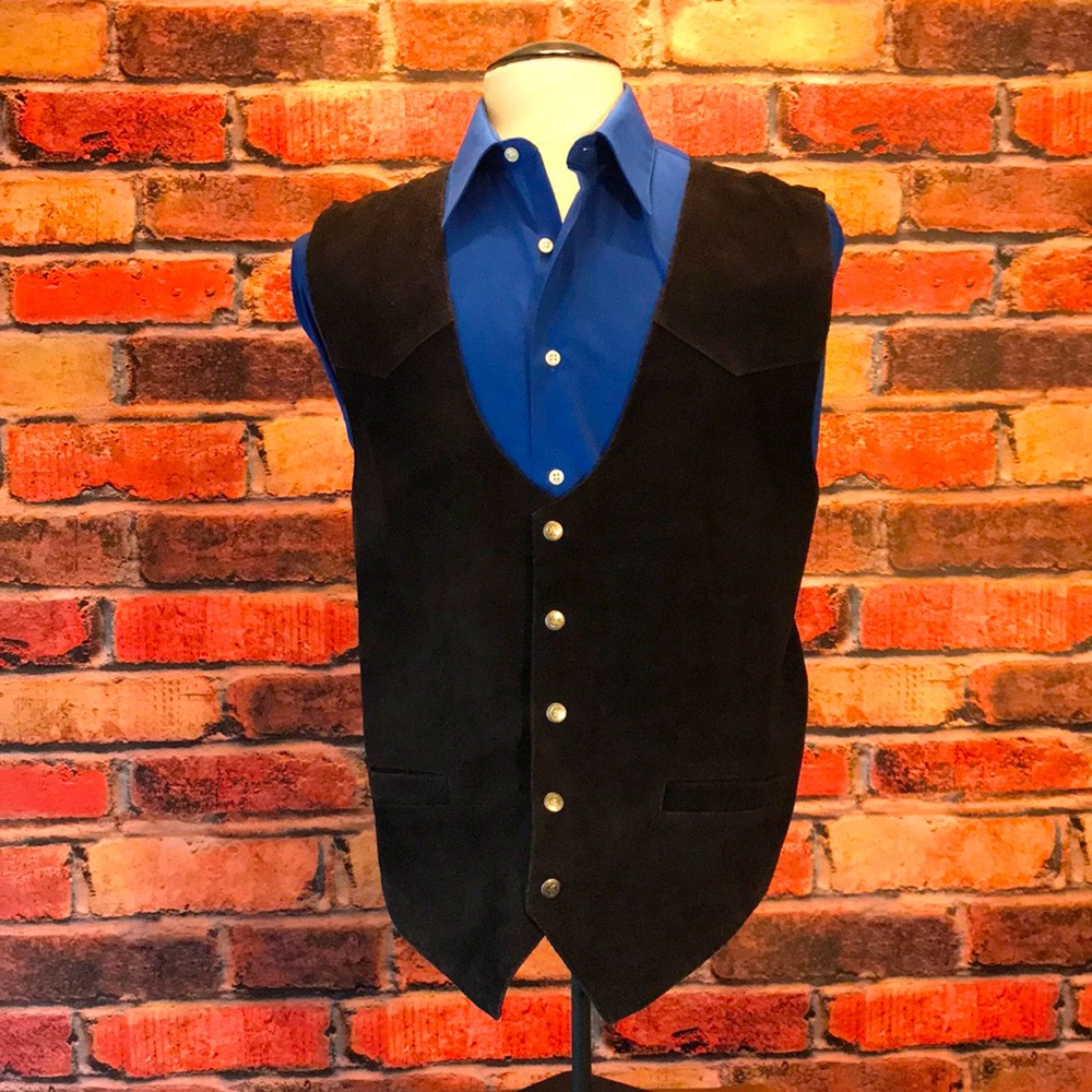 Men's Black and charcoal Suede Vest by Cherokee
